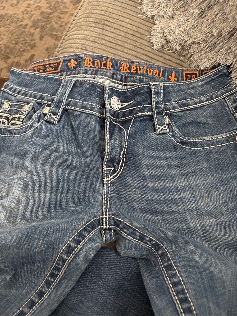 Rock Revival Men's Faded Blue Denim Slim Straight Jeans